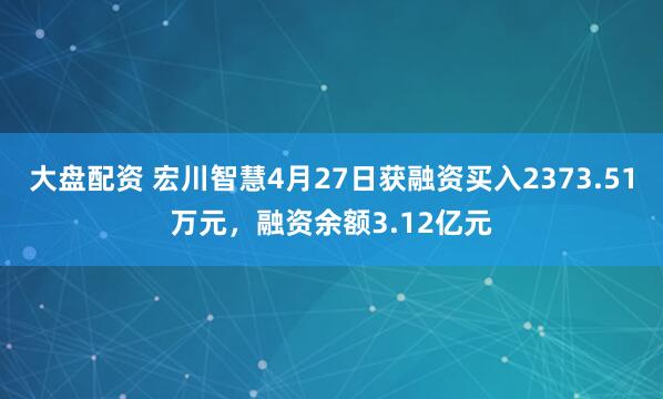 大盘配资 宏川智慧4月27日获融资买入2373.51万元，融资余额3.12亿元